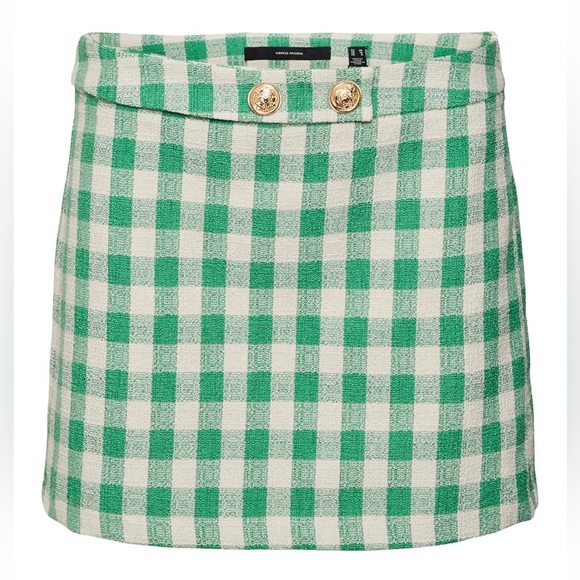 Vero Moda Breelil Tweed Mini Skirt in Green NWT - Picture 8 of 16